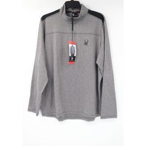 NWT spyder pullover Mens M moisture wicking performance 1/4 zip gray heather